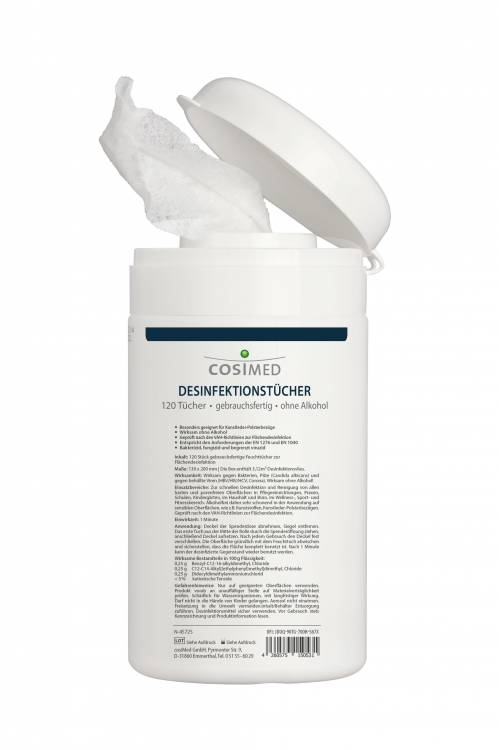 &Ouml;ffne cosiMed Desinfektionstücher in Spenderbox / Nachfüllpack (120 Stück)